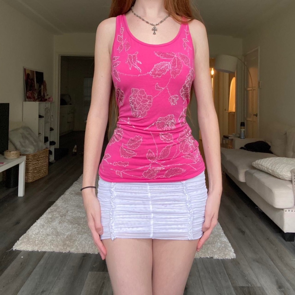 Y2K BEADED FLORAL HEART TANK TOP